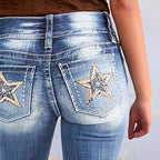 Damen Bootcut Jeans mit flexiblem Stretchmaterial und hohen Komfortbund R&B