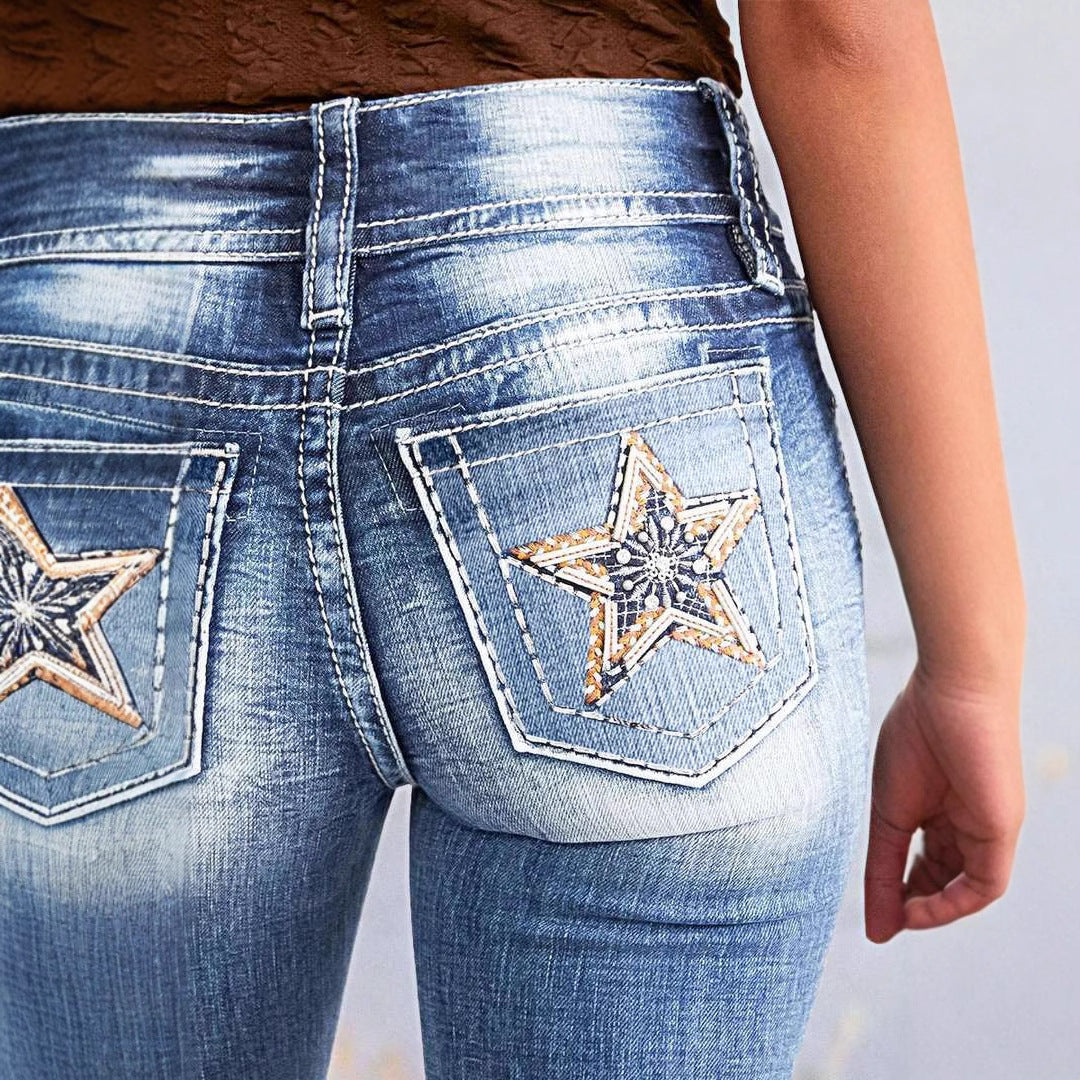 Damen Bootcut Jeans mit flexiblem Stretchmaterial und hohen Komfortbund R&B