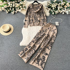 Damen modisches Freizeit-Lounge-Set mit Kapuze und floralem Muster R&B