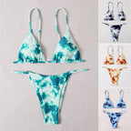 Damen Triangel-Bikini mit modischem Batikdesign