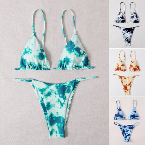 Damen Triangel-Bikini mit modischem Batikdesign R&B