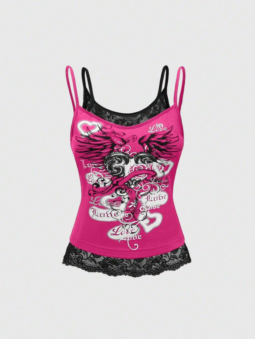 Damen Spitze Cami Top mit Grafischem Print R&B