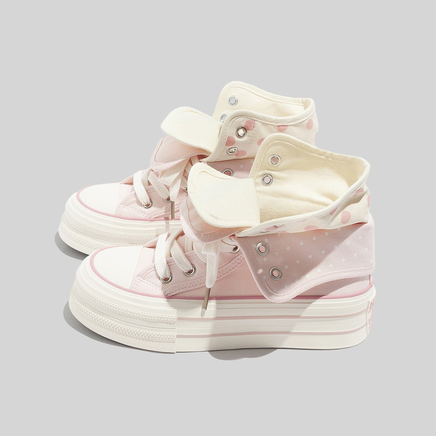 Damen Sneakers mit ausdrucksvoller Klappfunktion und modischem Punktemuster