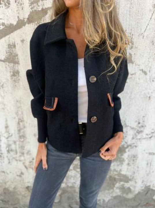 Damen gemütliche Cardigan-Jacke mit Knöpfen R&B