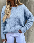 Damen eleganter Strickpullover mit filigranem Muster R&B