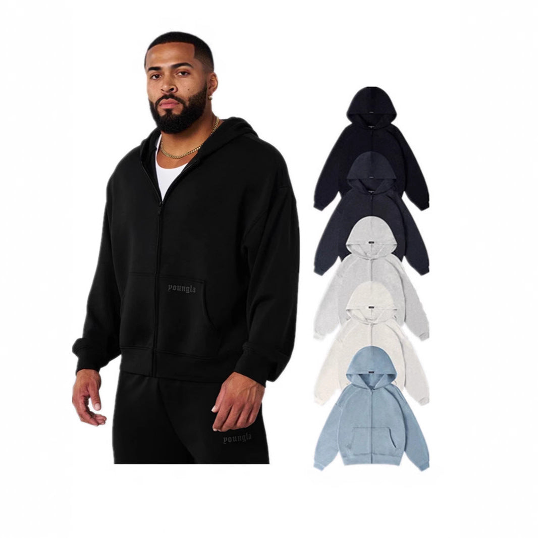 Herren Kapuzenpullover mit durchgehendem Reißverschluss und praktischen Taschen R&B