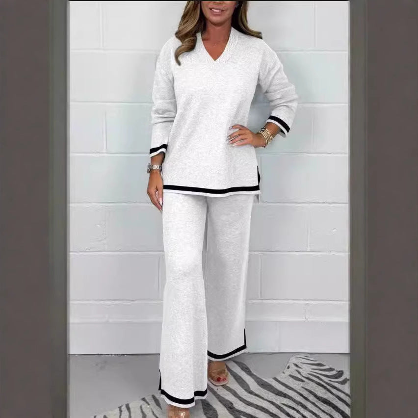 Damen Lässiges Strick-Set mit weitem Schnitt und eleganten Kontrasten R&B