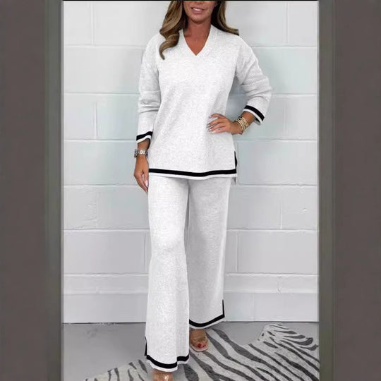 Damen Lässiges Strick-Set mit weitem Schnitt und eleganten Kontrasten R&B