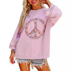 Damen Sweatshirt mit Floralem Peace-Zeichen R&B