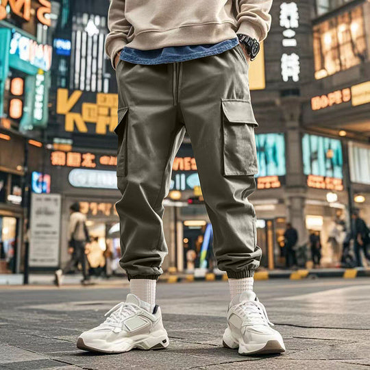 Herren nan urbaner utilitärer Jogger mit Mehrfachtaschen und konischem Bein R&B
