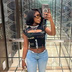 Damen Trendiges Crop-Top mit grafischen Prints R&B