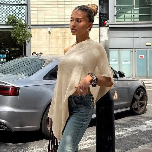 Damen Elegantes Poncho-Stola aus feinem Strickmaterial R&B