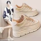 Damen Sportliche Plattform Sneakers mit Glitzer-Details und ergonomischer Dämpfung R&B