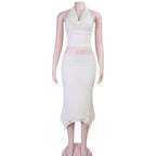 Damen Elegantes Halter-Crop-Top mit schmalem Midi-Rock R&B