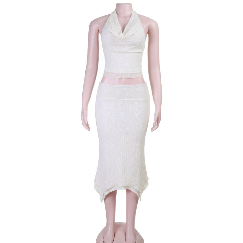 Damen Elegantes Halter-Crop-Top mit schmalem Midi-Rock R&B