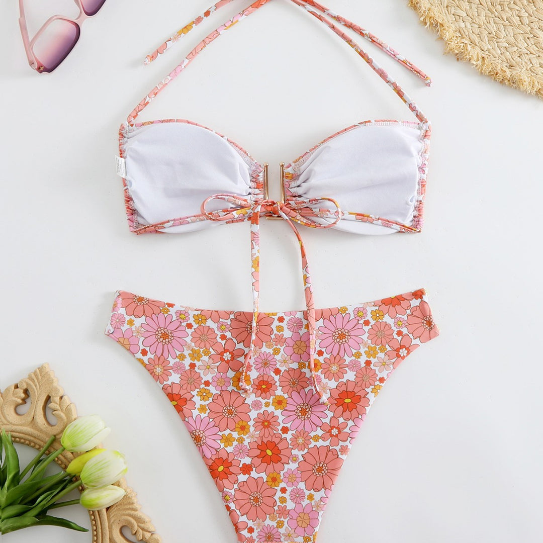 Damen Bikini-Set mit floralem Design und goldenen Akzenten R&B