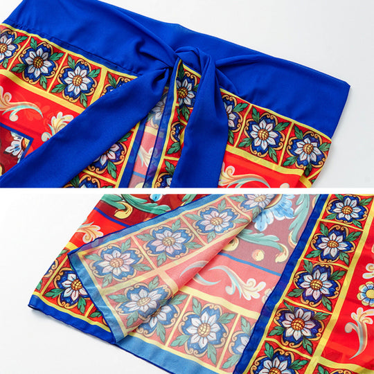 Damen Badeanzug-Set mit floralem Muster und elegantem Wickelrock R&B