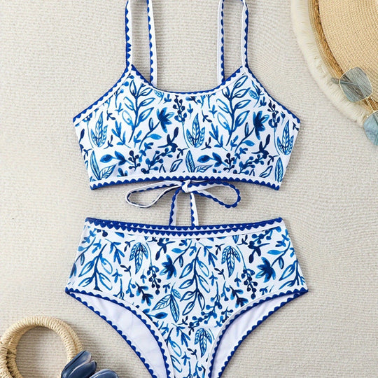 Damen Hochtailliertes Bikiniset mit floralem Design R&B