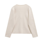 Damen schicke Strickjacke mit elegantem V-Ausschnitt und dekorativem Knopf R&B