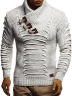 Herren Grobstrickpullover mit innovativem Schalkragen und rustikalem Design