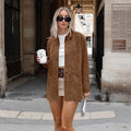 Damen Modische Wildlederjacke mit Druckknopfverschluss und praktischen Taschen R&B