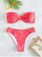 Damen Bandeau-Bikini mit elegantem Knotted-Detail und hochgeschnittenem Unterteil R&B
