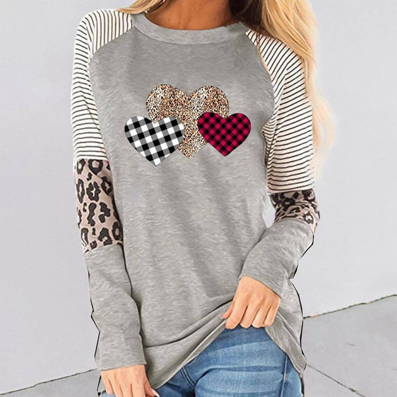Damen Langarmshirt mit herzigen Motiven und trendigen Mustern R&B