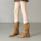 Damen Stiefeletten im Western-Stil mit modischem Riemen und Blockabsatz R&B