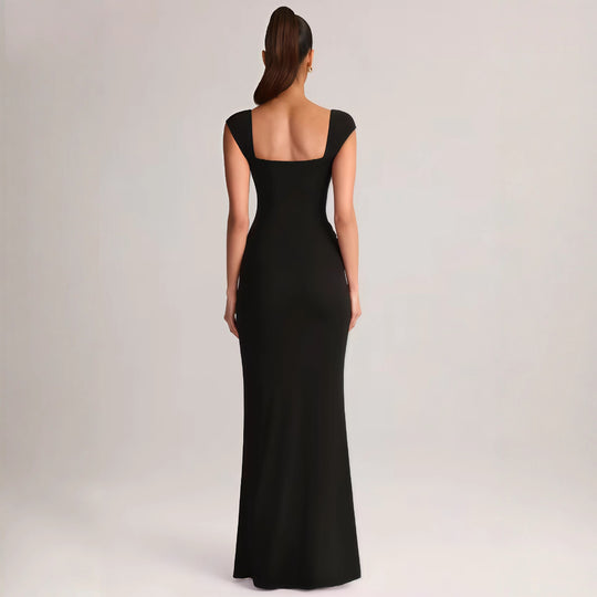 Damen Elegantes Maxikleid mit tiefem V-Ausschnitt und seitlichem Schlitz R&B