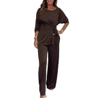 Damen modisches Two-In-One Lounge-Set mit elegantem Krawatten-Detail R&B