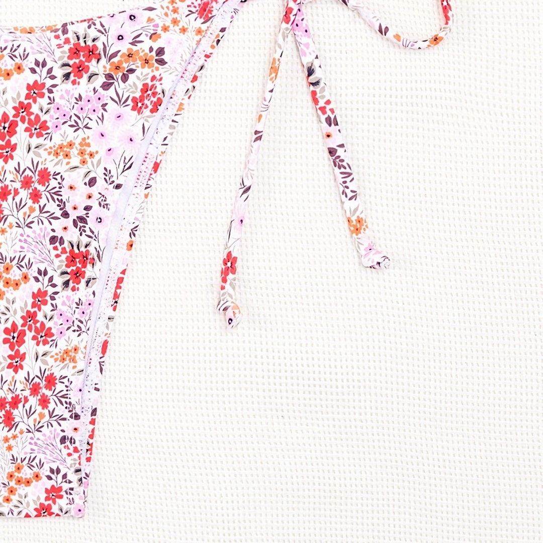 Damen Triangel-Bikini mit floralem Muster und verstellbaren Bindebändern R&B