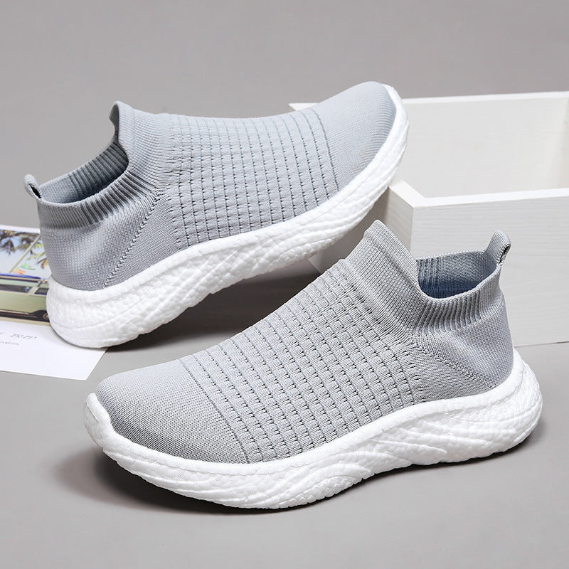 Damen Schalensneaker mit elastischem Strickoberteil und rutschfester Sohle