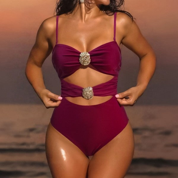 Damen Einteiliger Badeanzug mit raffinierten Schnürdetails R&B