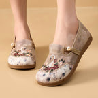 Damen Hausschläppchen mit floraler Stickerei und elegantem Riemen R&B