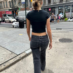 Damen Crop-Top mit kreativem Grafikdruck und lässigem Schnitt R&B