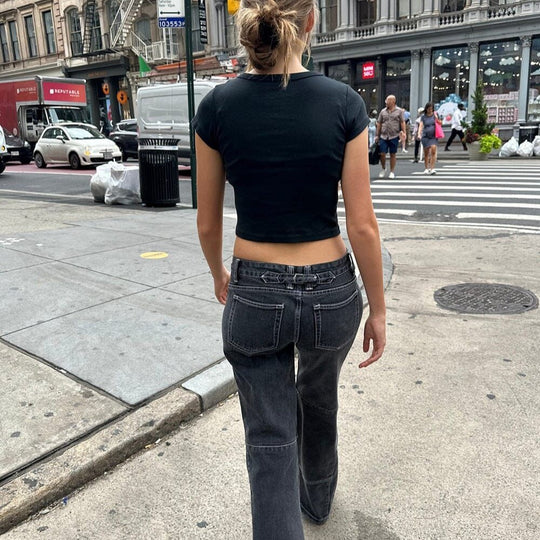 Damen Crop-Top mit kreativem Grafikdruck und lässigem Schnitt R&B