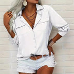 Damen lässige Bluse mit Taschen