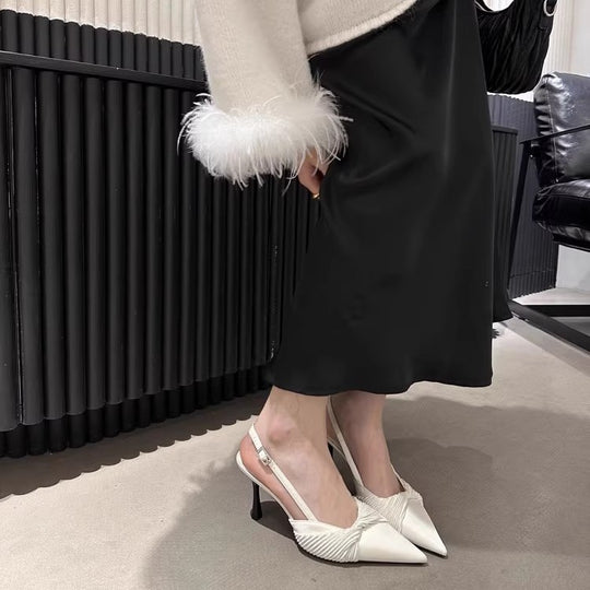 Damen elegante Slingback Pumps mit Rüschendesign R&B