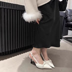 Damen elegante Slingback Pumps mit Rüschendesign R&B