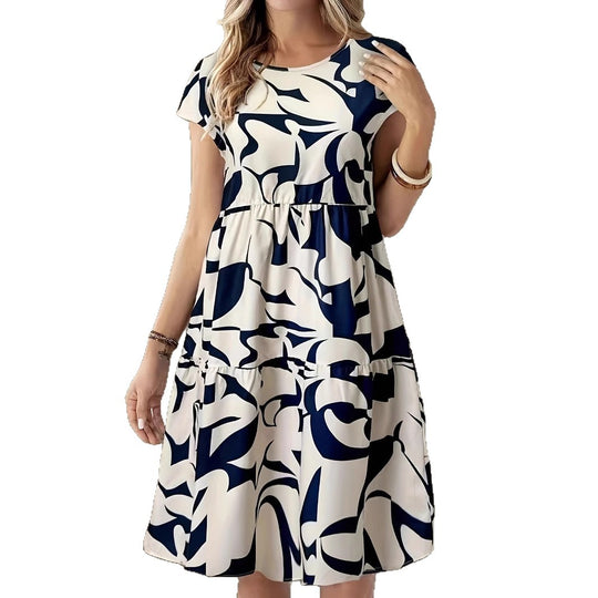 Damen modernes A-Linien Kleid mit geometrischem Druck R&B