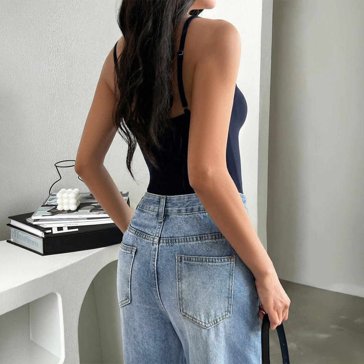 Damen trägerloses Top mit gerüschtem Detail R&B