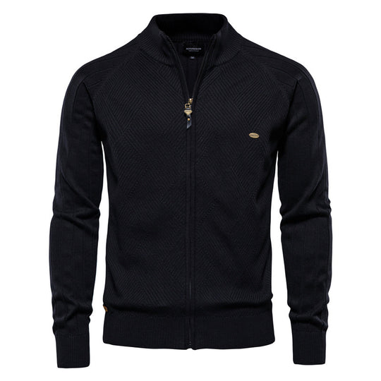 Herren Strickjacke mit Stehkragen R&B