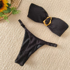 Damen Bandeau-Bikini mit dekorativem Ringdetail R&B