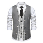 Herren elegante Weste mit kariertem Innenfutter R&B