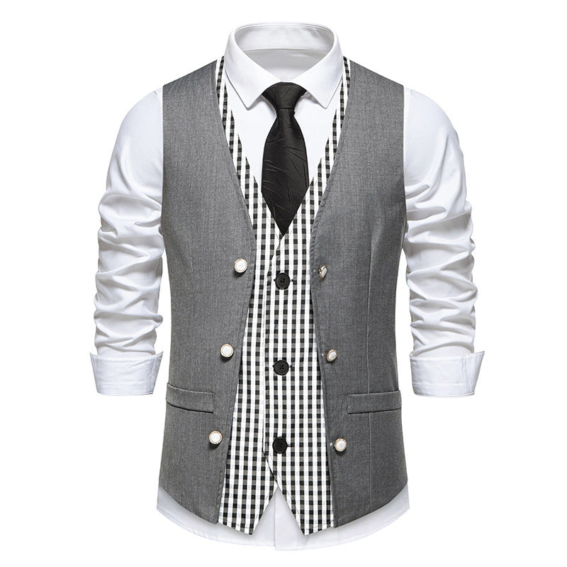 Herren elegante Weste mit kariertem Innenfutter R&B