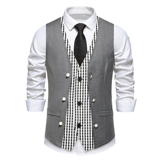Herren elegante Weste mit kariertem Innenfutter R&B
