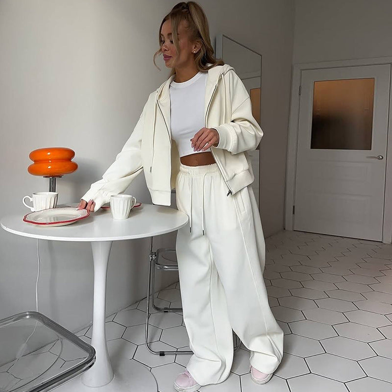 Damen lässiges Sweatset mit cropped Oberteil und weiter Hose R&B