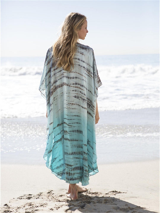 Damen Modischer Strandüberwurf mit kunstvollem Wellenmuster Heidi Mode