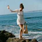 Damen eleganter, transparenter Häkel-Strandüberwurf