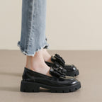 Damen Mokassin-Schuhe mit eleganter Schleifenapplikation und robustem Plateau